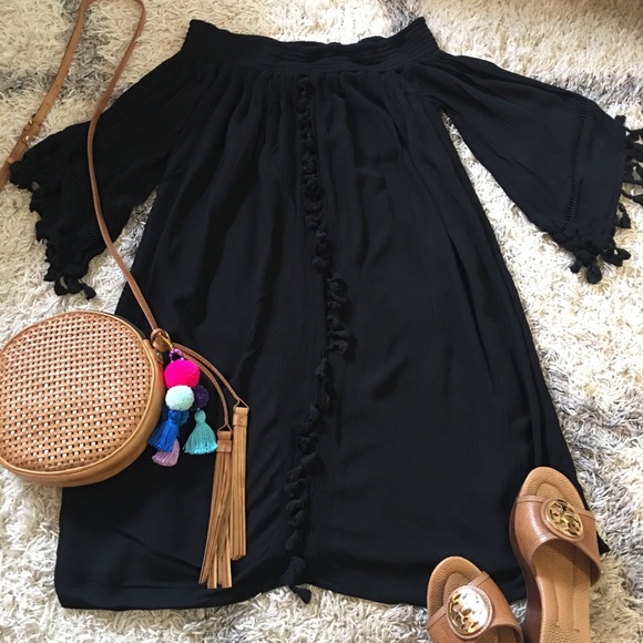Xhilaration Dresses & Skirts - Xhilaration Black Strapless Tassel Dress